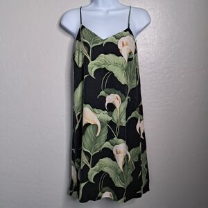 Vintage 1990s Tommy Bahama Silk Floral Midi Dress Women's 8